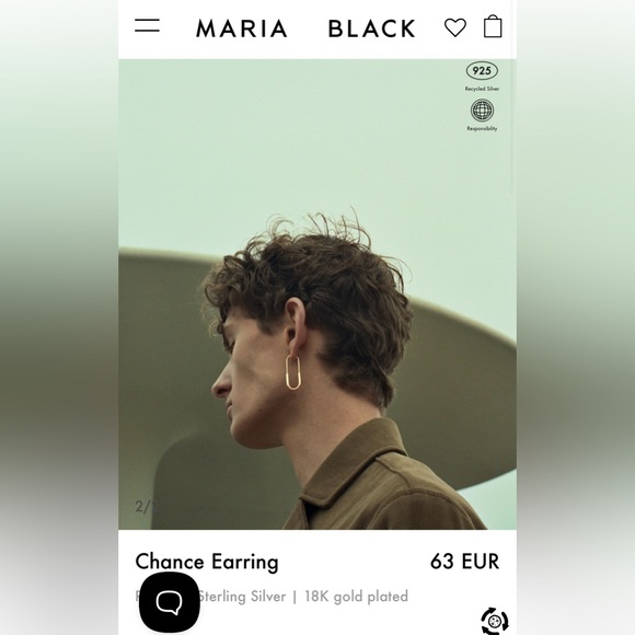 MARIA BLACK Single Gold Chance Earring - Picture 7 of 9